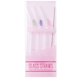 Gummy Bear Glass Straws with Cleaning Brush - Set of 3